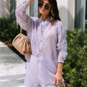 VICI - CLARABELLA SEQUIN BUTTON DOWN TOP - LILAC